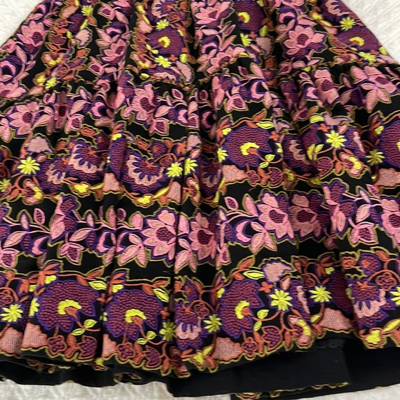 By Anthropologie Deep-V Mini Dress $398 sz 6 black purple embroidered BEAUTIFUL - Picture 9 of 10